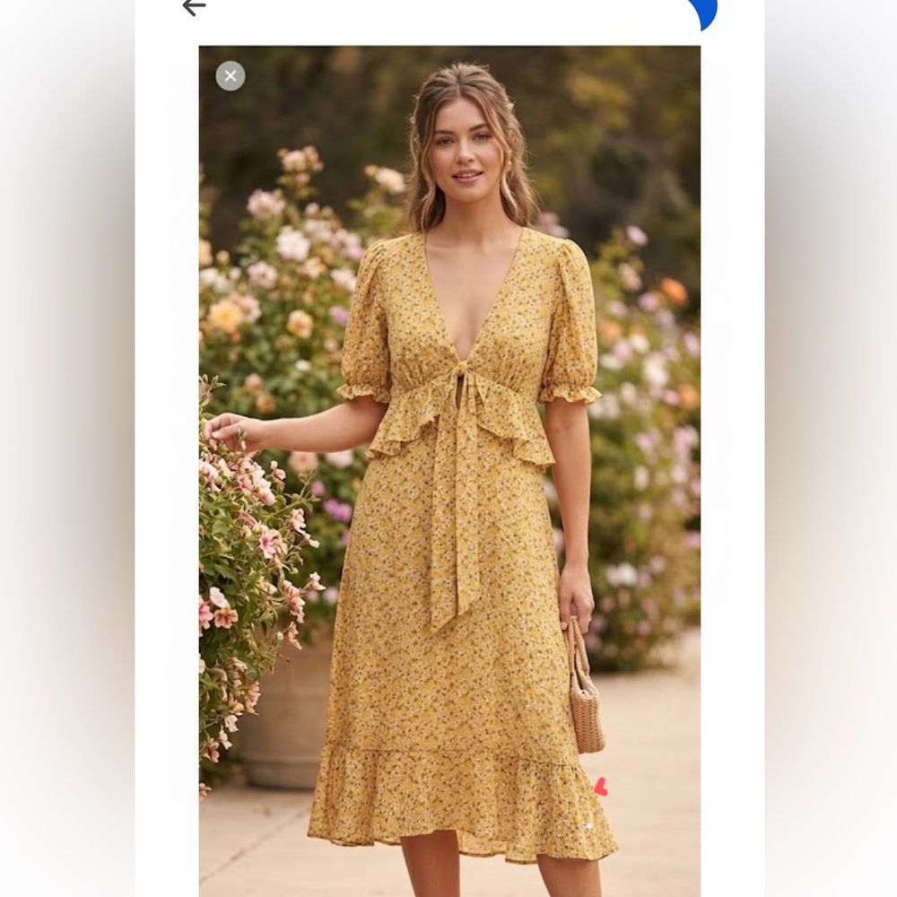 Lulus Yellow Floral Dress Size M